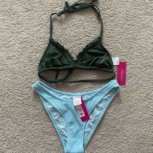 Target xhilaration bikini top and bottoms Brand new with tags shimmer green blue